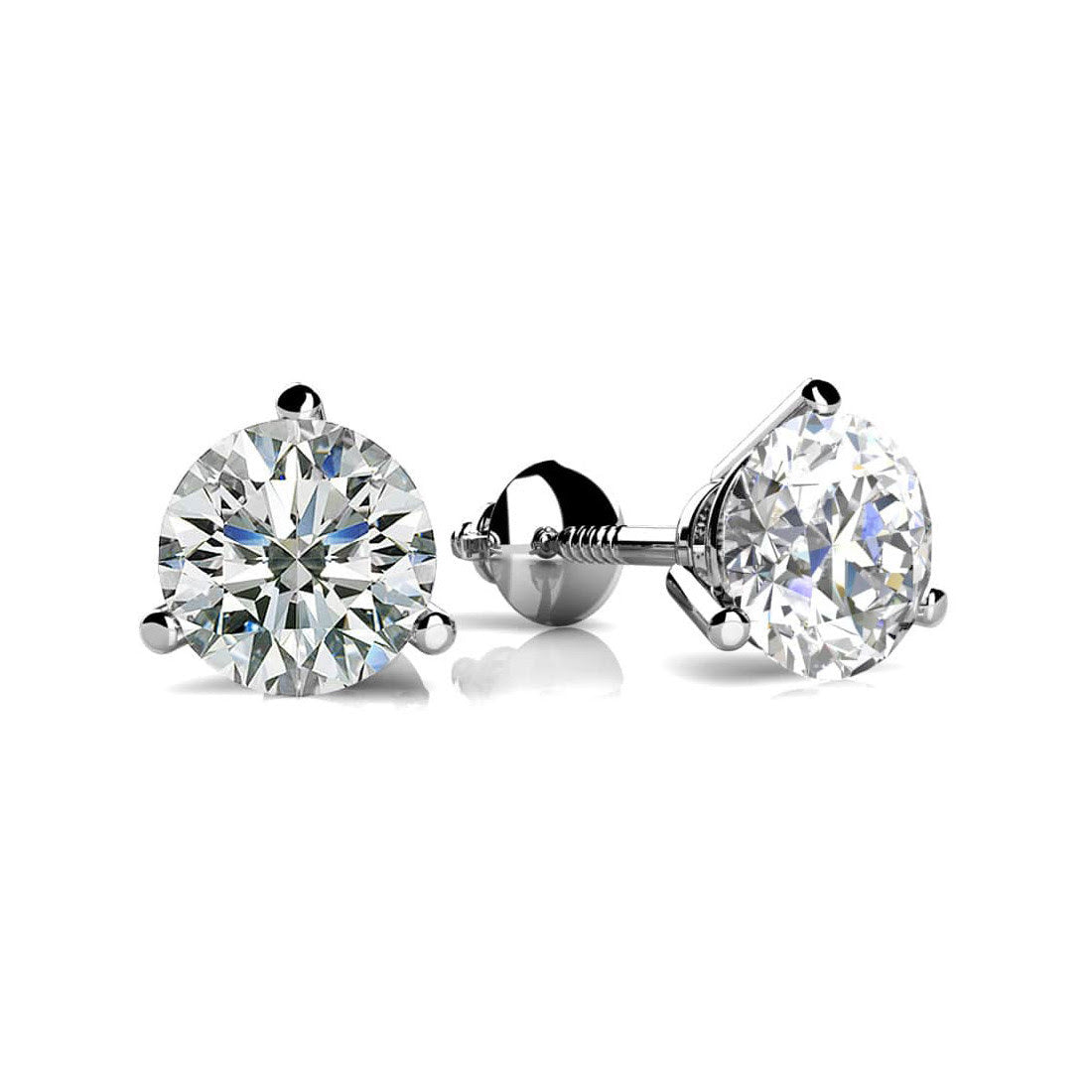 2 Carat Lab-Grown Diamond Stud Earrings (1.0 ct each) – E-F VS1, 14K Gold Martini Setting | Heart The Stones