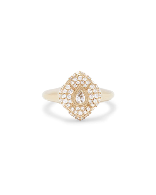18K Gold and Diamond “Tears of Joy” Signet Ring