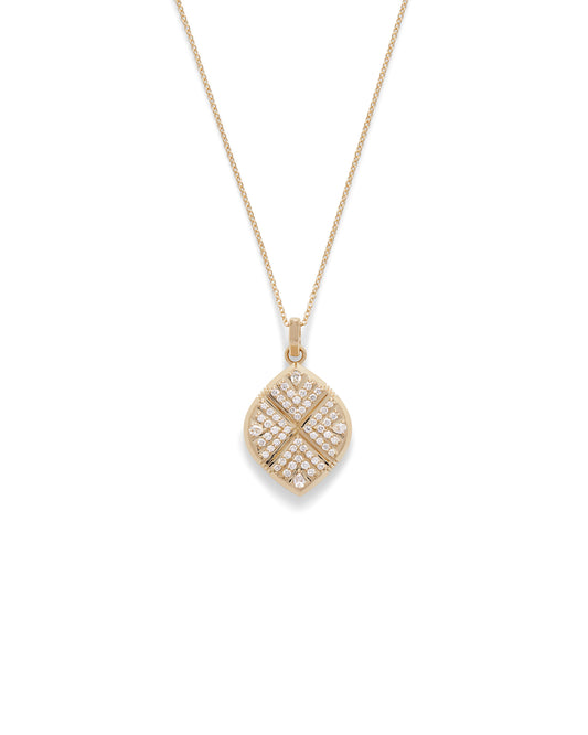 18K Gold and Natural Diamond Spindle Pendant