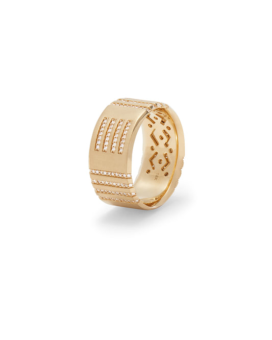 Spindle Cigar Band in Yellow Gold with Natural Diamonds