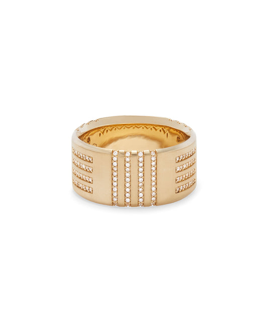 Mens Spindle Cigar Band in 18K Gold with Natural Diamonds